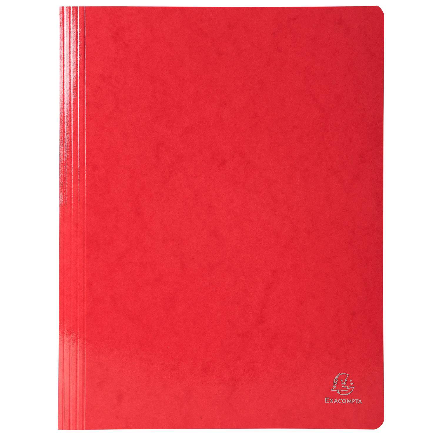 Rotes leeres Notizbuch oder Binderumschlag mit abgerundeten Ecken und einem kleinen Exacompta-Logo unten rechts.