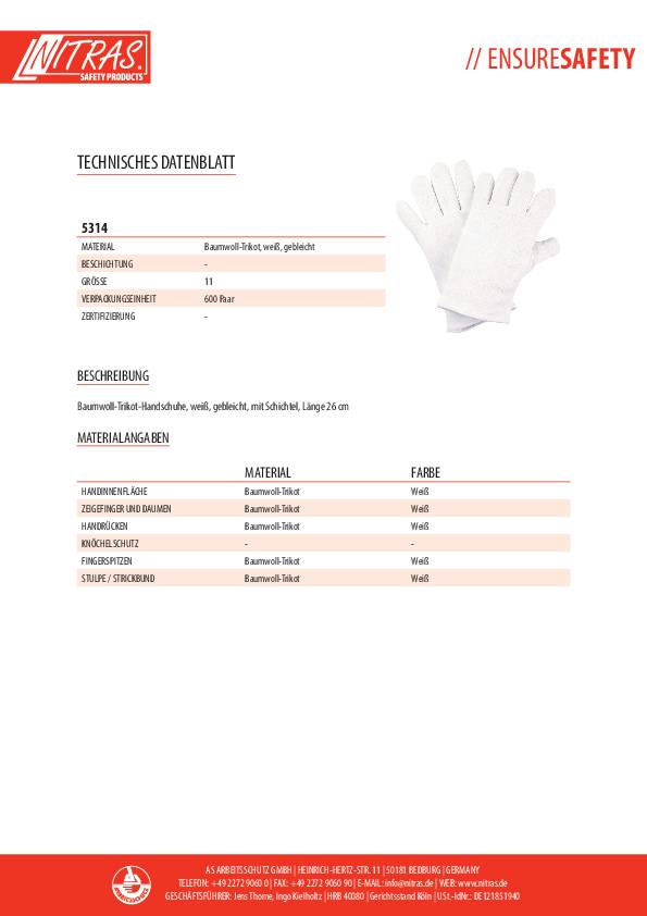 Handschuhe Gr.11 weiß PSA I NITRAS