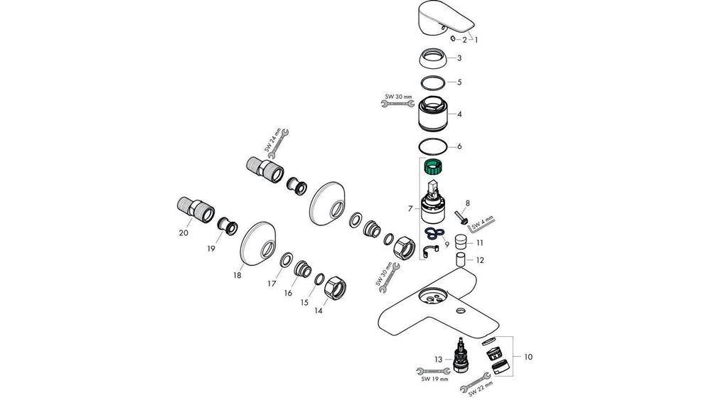 hansgrohe HG Einhebel-Wannenmischer TALIS E Aufputz chrom