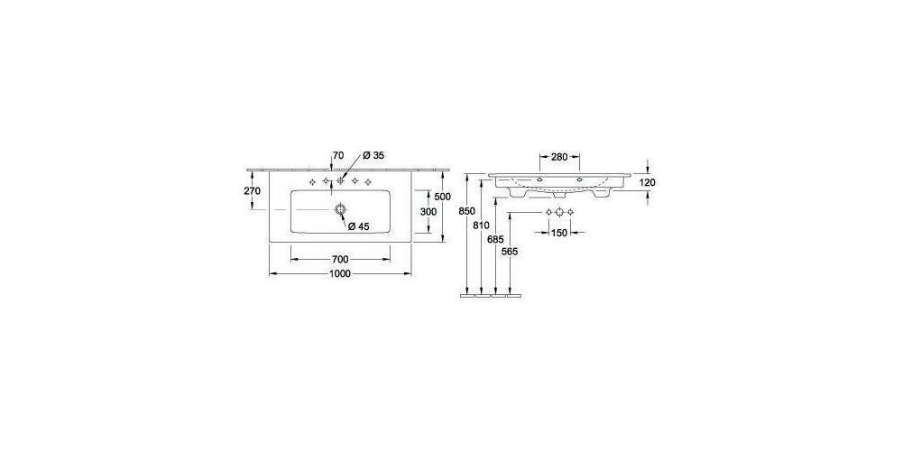 Villeroy & Boch V&B Schrankwaschtisch VENTICELLO 1000x500mm mit ÜL we
