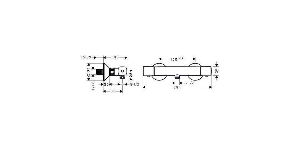 hansgrohe HG Brausethermostat ECOSTAT UNIVERSAL DN 15, Aufputz chrom