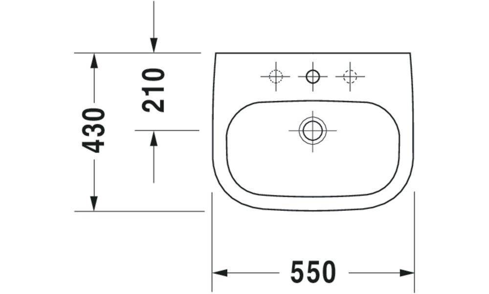Duravit Waschtisch D-CODE m ÜL HLB 1 Hahnloch 550x430mm weiß 550 x