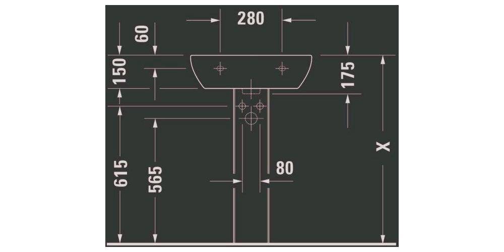 Duravit Waschtisch D-CODE m ÜL HLB 1 Hahnloch 550x430mm weiß 550 x