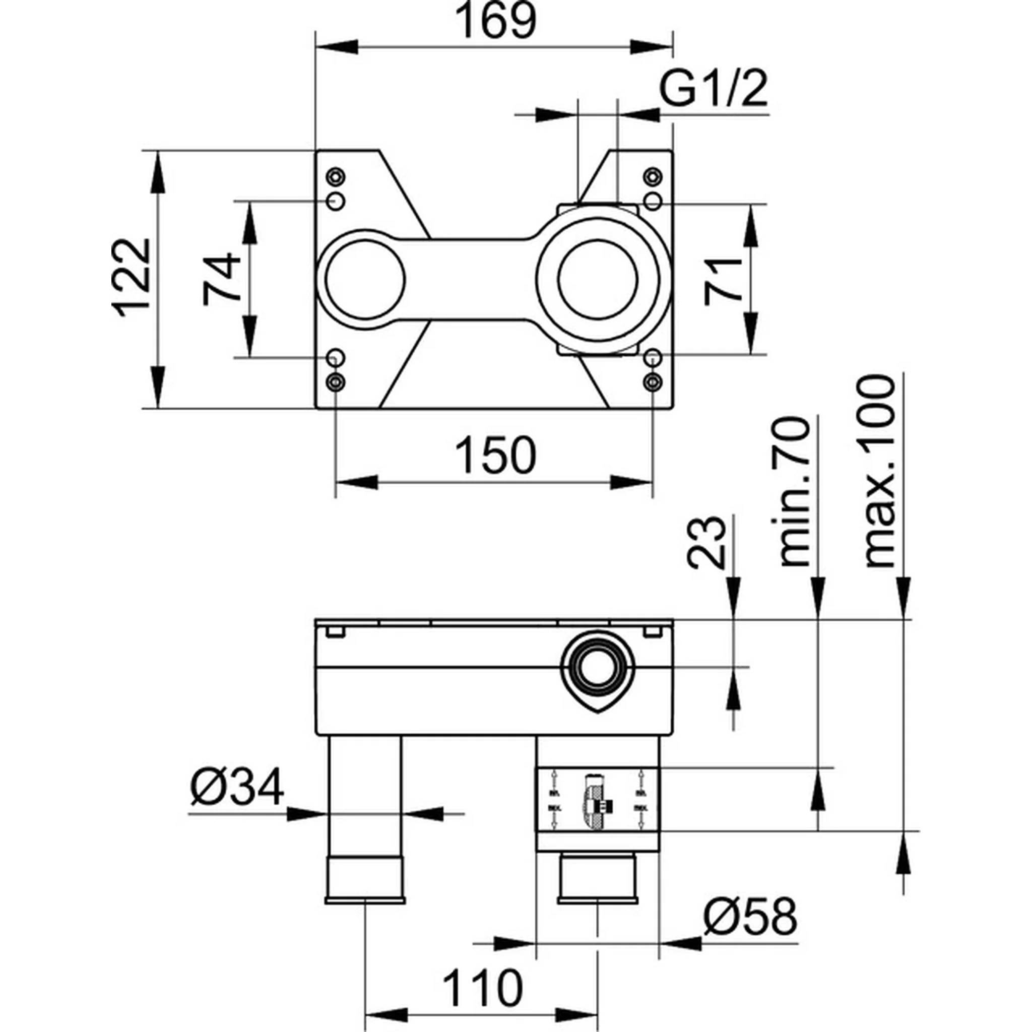 Keuco Grundkörper Armaturenzubehör, Einhebel-Waschtischmischer, Unterputz, 2 Loch, Modelle 51116/51516/59016, 1 Stk.