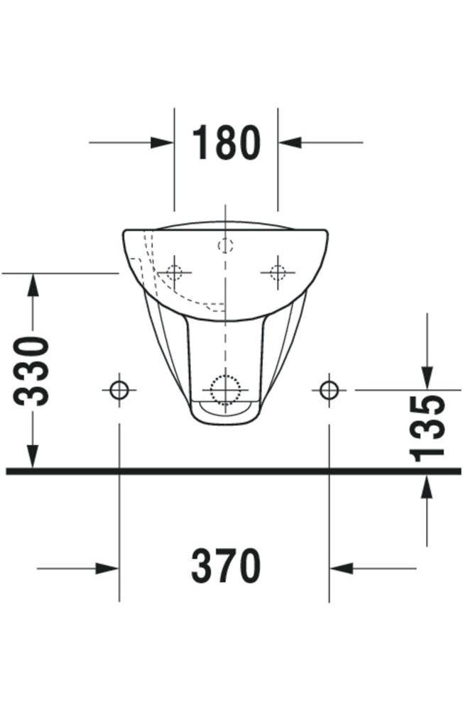 Duravit Wand-Bidet D-CODE m ÜL HLB 355x545mm 1 Hahnloch weiß weiß