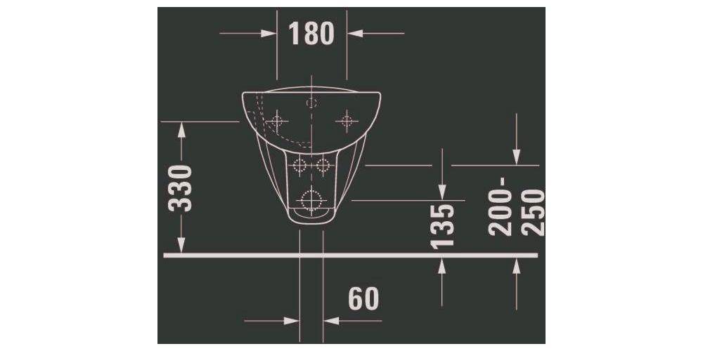 Duravit Wand-Bidet D-CODE m ÜL HLB 355x545mm 1 Hahnloch weiß weiß
