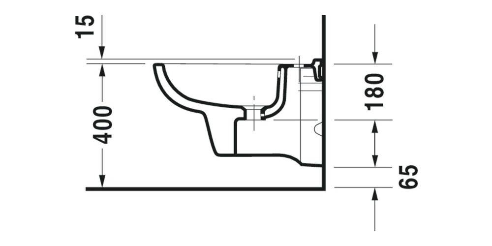Duravit Wand-Bidet D-CODE m ÜL HLB 355x545mm 1 Hahnloch weiß weiß