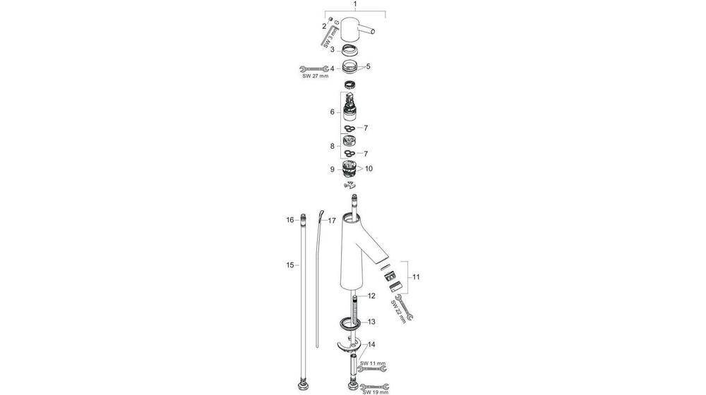 hansgrohe HG EH-WT-MI 100 TALIS S DN 15 mit Ablaufgarnitur G 1 1/4"