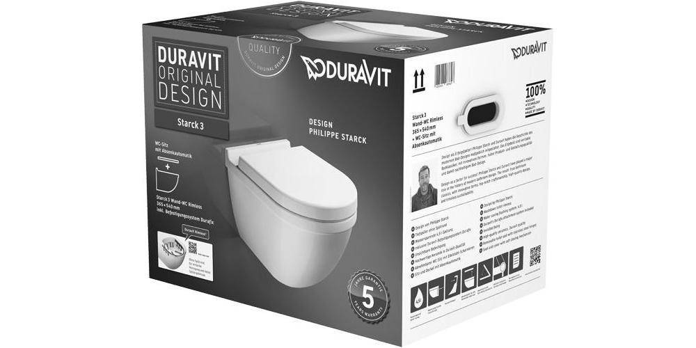Duravit Wand-WC-Set STARCK 3 RIMLESS weiß weiß