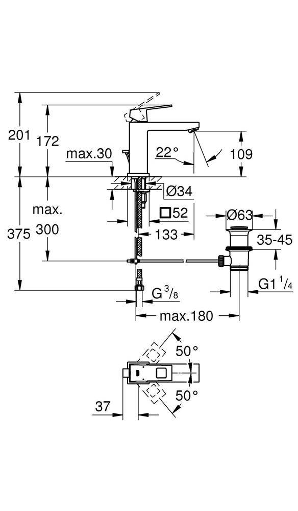 GROHE EH-WTbatt EUROCUBE 1/2Zoll M-Size ZAG chr