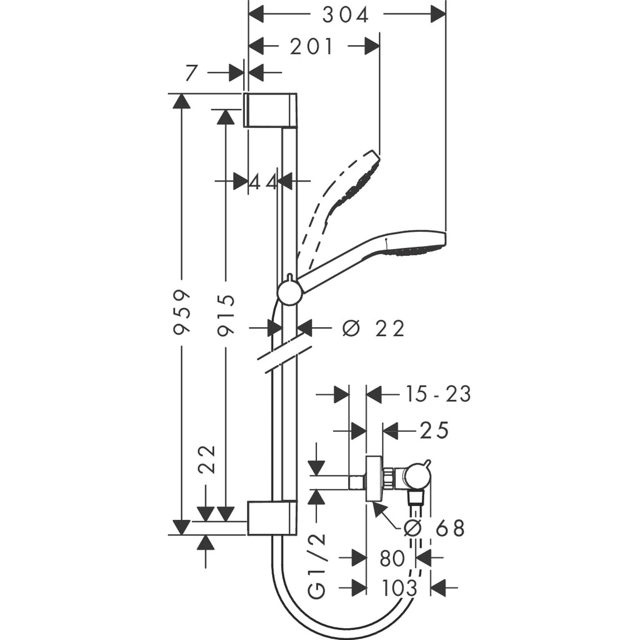 hansgrohe Croma Select E Vario Combi Set 900mm, weiß/chrom, 1 Stk.