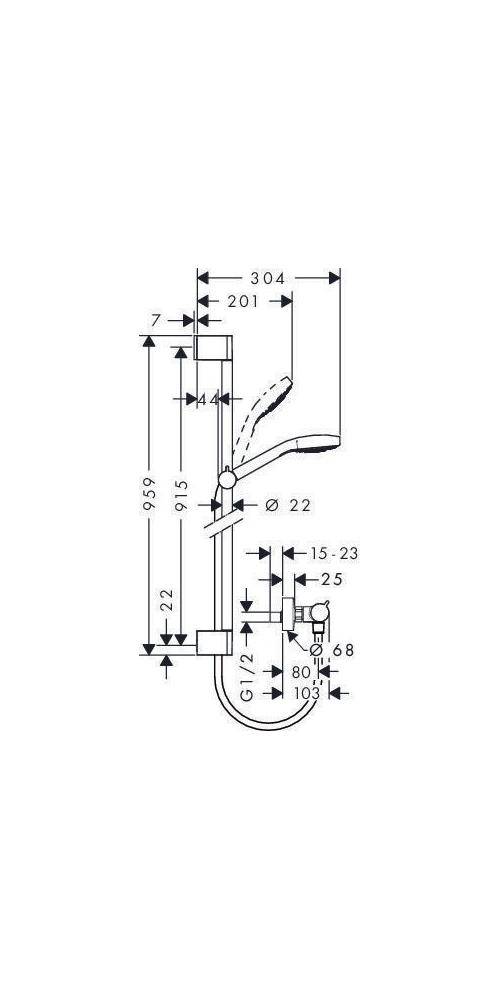 hansgrohe HG Brausekombi CROMA SELECT E VARIO Shower Set 900mm