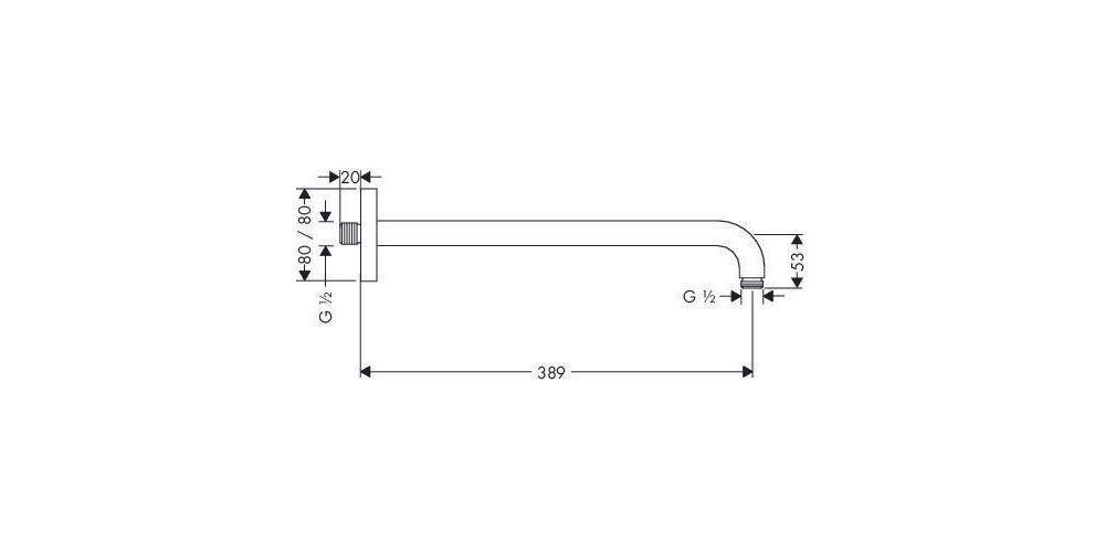 hansgrohe HG Brausearm E DN 15, 389mm chrom