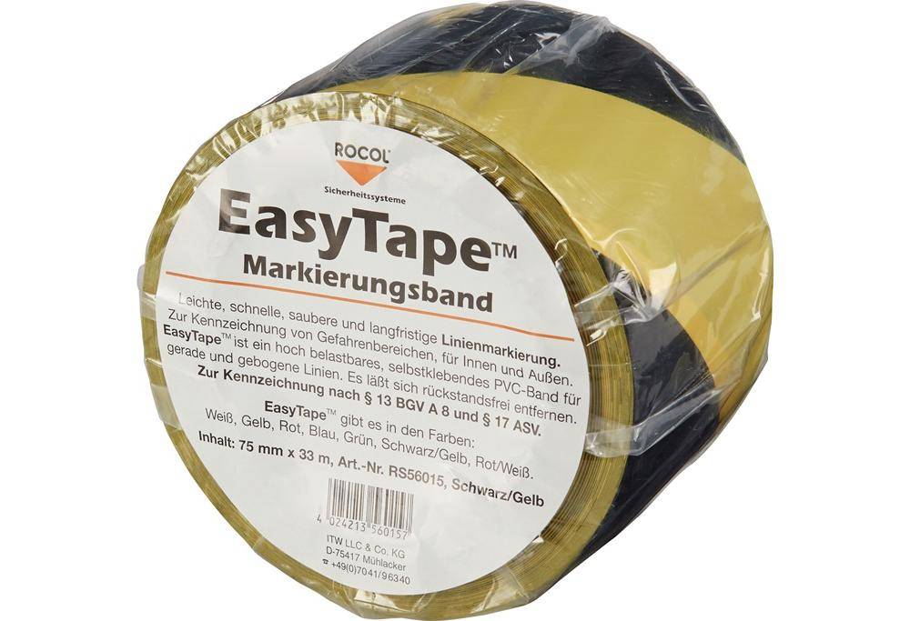 ROCOL Bodenmarkierungsband Easy Tape PVC schwarz/gelb Länge 33 m