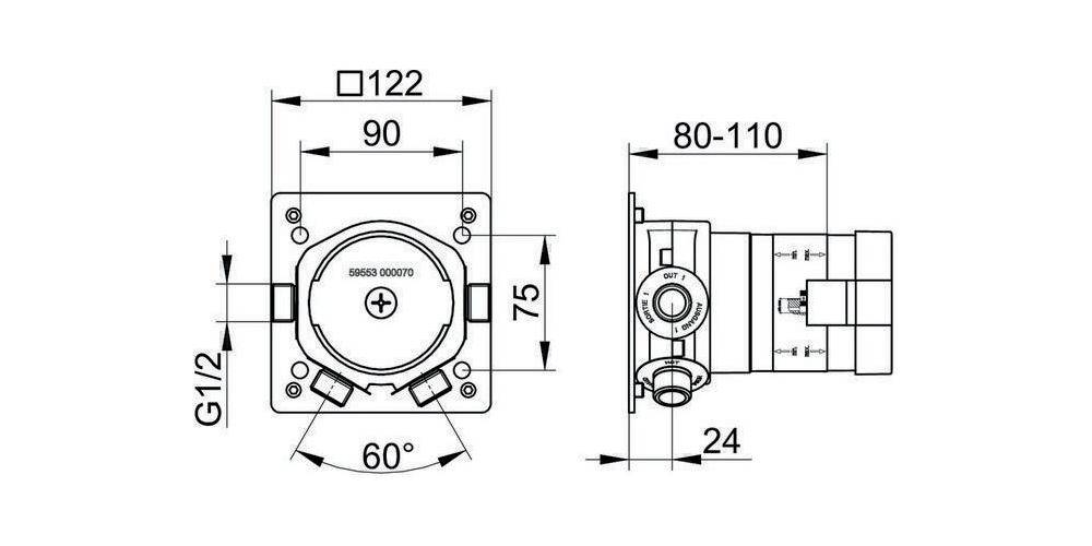 KEUCO Grundkörper für IXMO Thermostatarmatur
