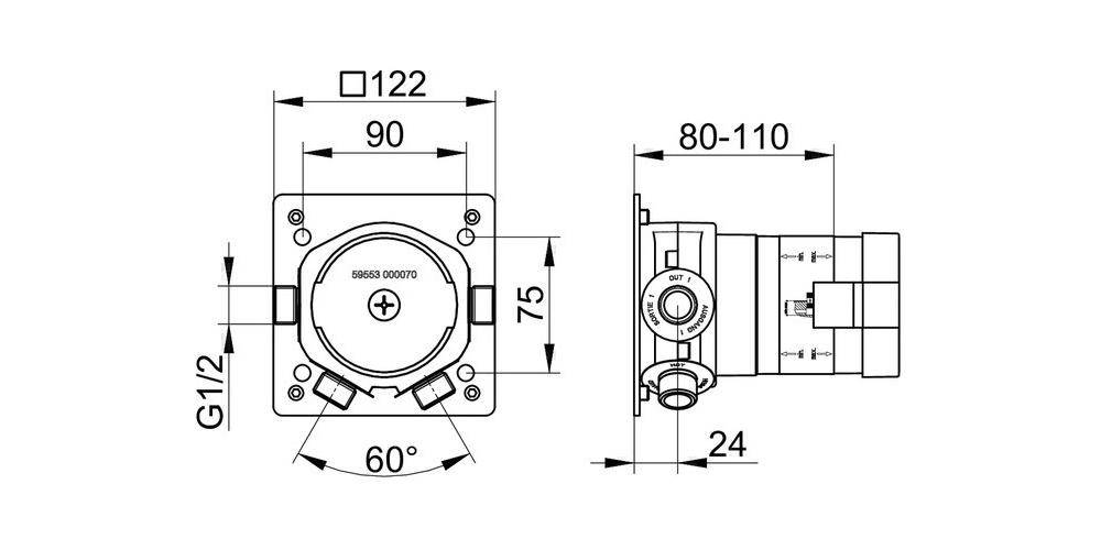 KEUCO Grundkörper für IXMO Thermostatarmatur