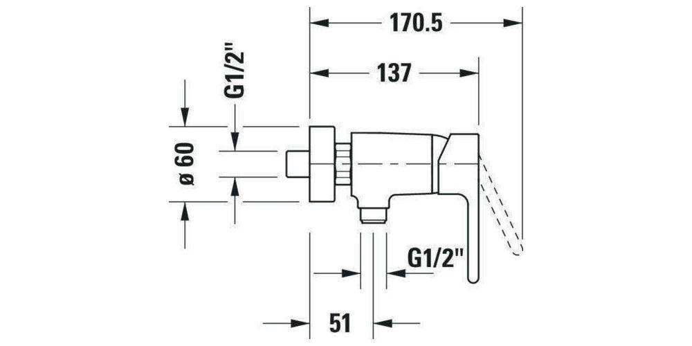 Duravit Einhebel-Brausemischer B.2 Aufputz chrom chrom