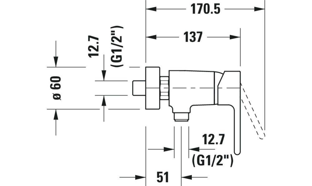 Duravit Einhebel-Brausemischer B.2 Aufputz chrom chrom