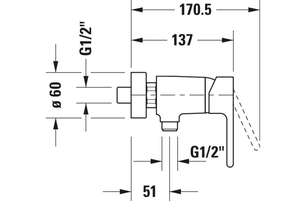 Duravit Einhebel-Brausemischer B.2 Aufputz chrom chrom