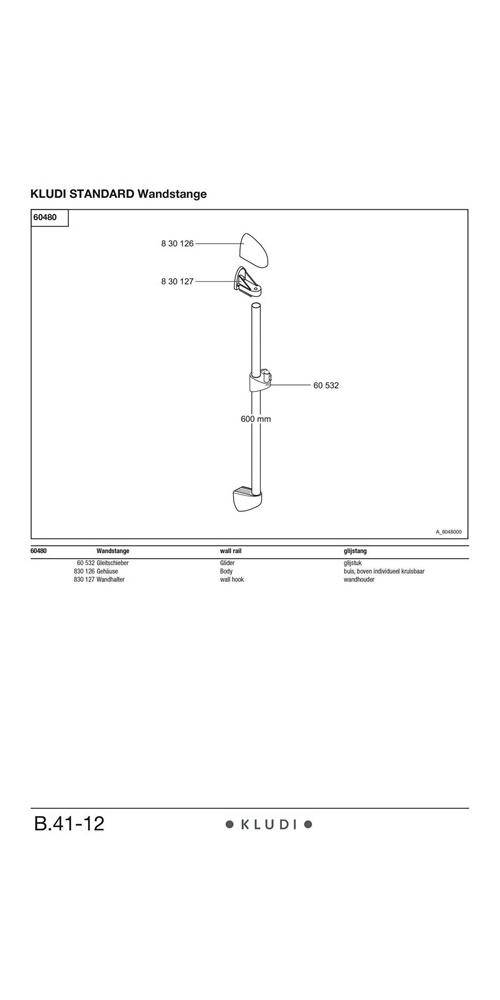 Kludi Wandstange STANDARD 600mm chr
