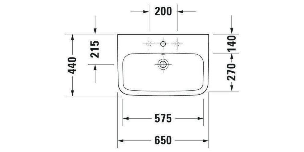 Duravit Waschtisch DURASTYLE m ÜL HLB 650x440mm 1 Hahnloch weiß weiß