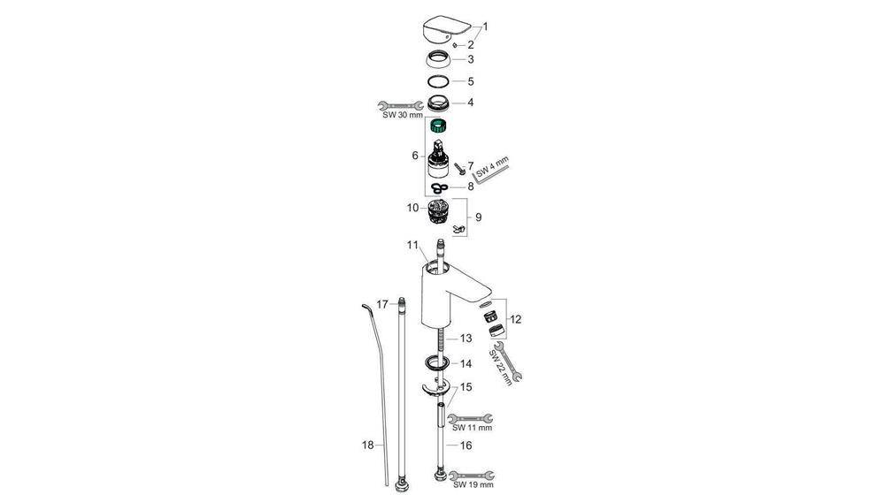 hansgrohe HG Einhebel-Waschtischmischer 100 LOGIS DN 15 m M AG und