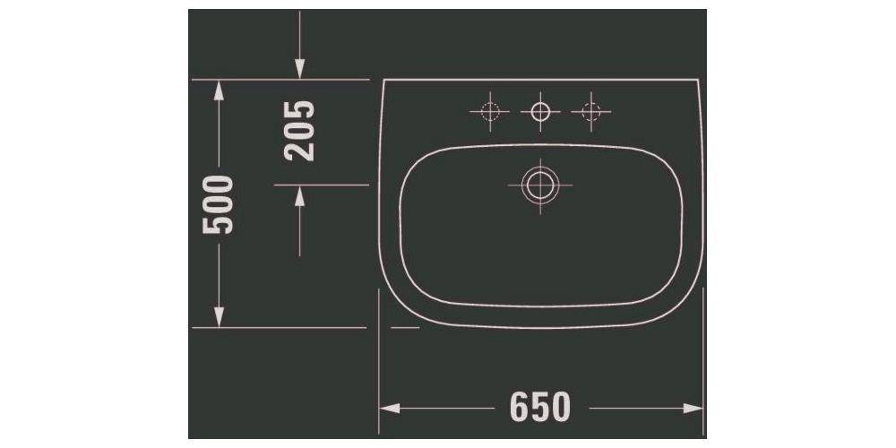Duravit Waschtisch D-CODE m ÜL HLB 1 Hahnloch 650x500mm weiß 650 x