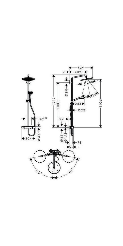 hansgrohe HG Showerpipe CROMA SELECT 280 AIR 1JET DN 15 chrom