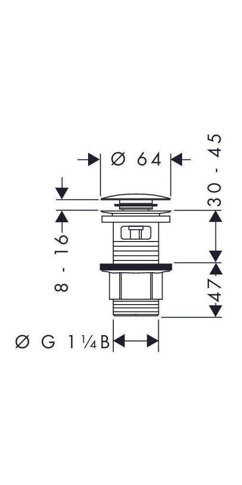 hansgrohe HG Ablaufgarnitur PUSH-OPEN f WT- und Bidetmischer G 1 1/4