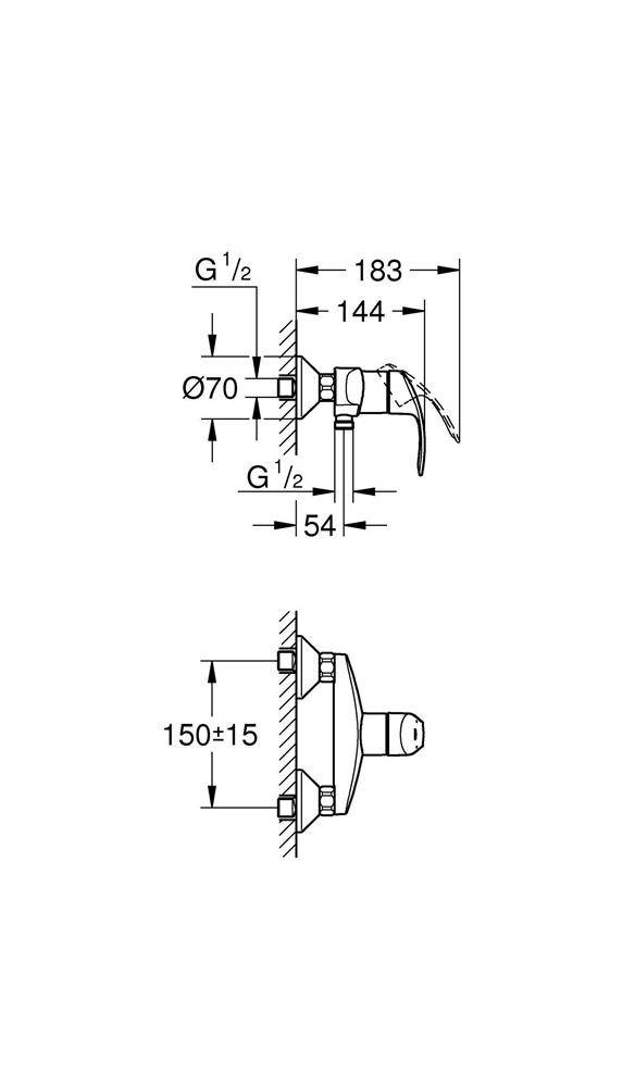 GROHE Einhand-Brausebatterie EUROSMART DN 15 Wd-Mont chr chrom