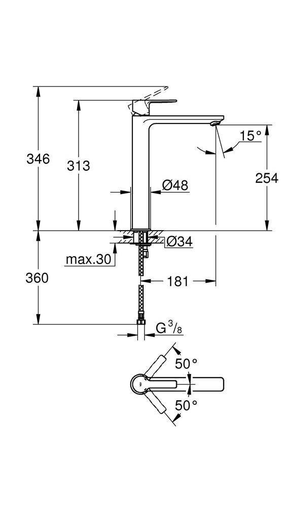 GROHE Einhand-Waschtischbatterie LINEARE 1/2Zoll XL-Size chr