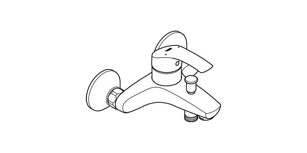 GROHE Einhand-Wannenbatterie EUROSMART DN 15 Wd-Mont chr