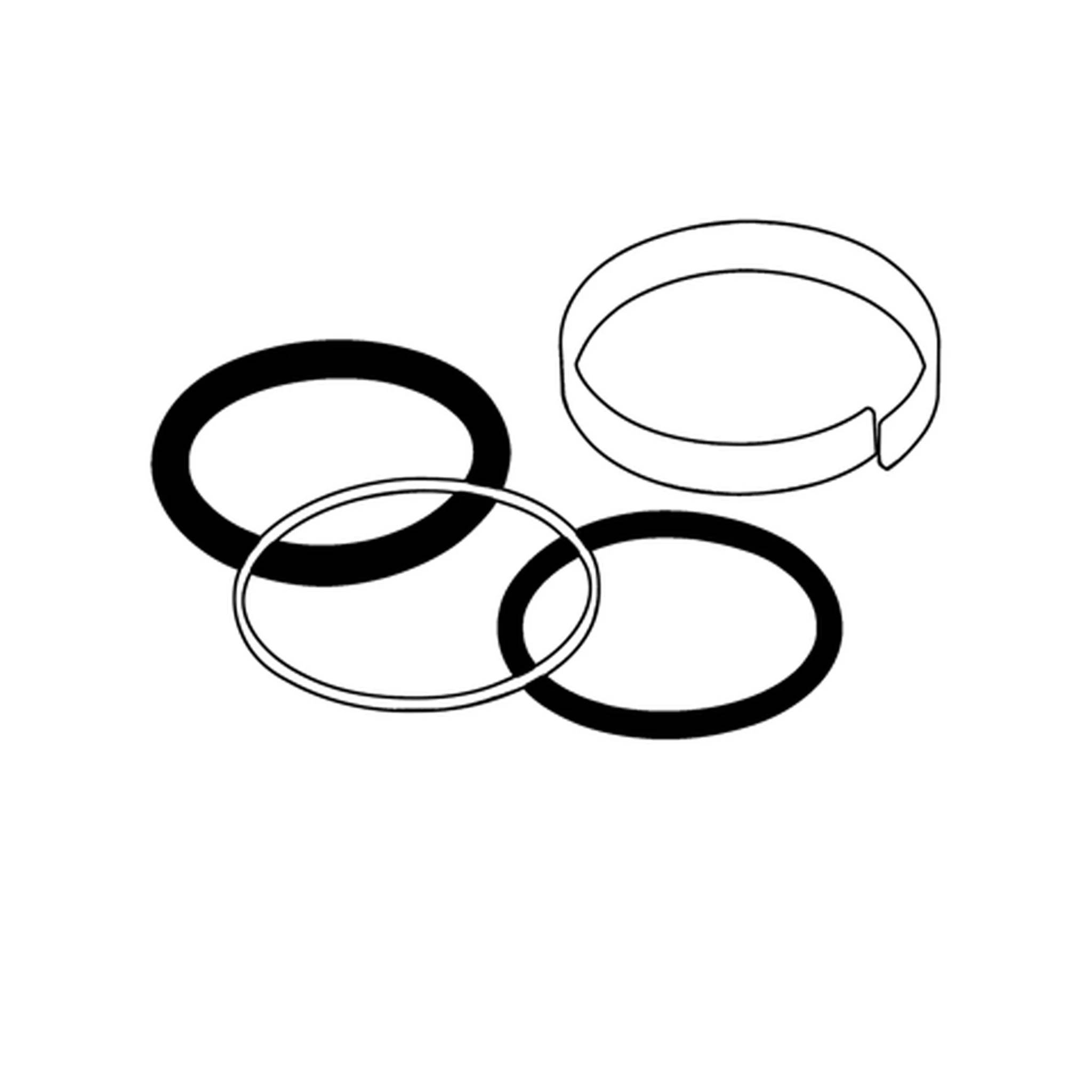 Vier ineinander verschlungene Ringformen, drei in Vollschwarz und eine Umrisslinie, mit einem offenen Ring oben rechts.