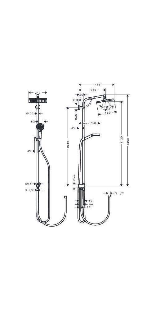 hansgrohe HG Showerpipe CROMETTA E 240 1JET RENO DN 15, EcoSmart 9