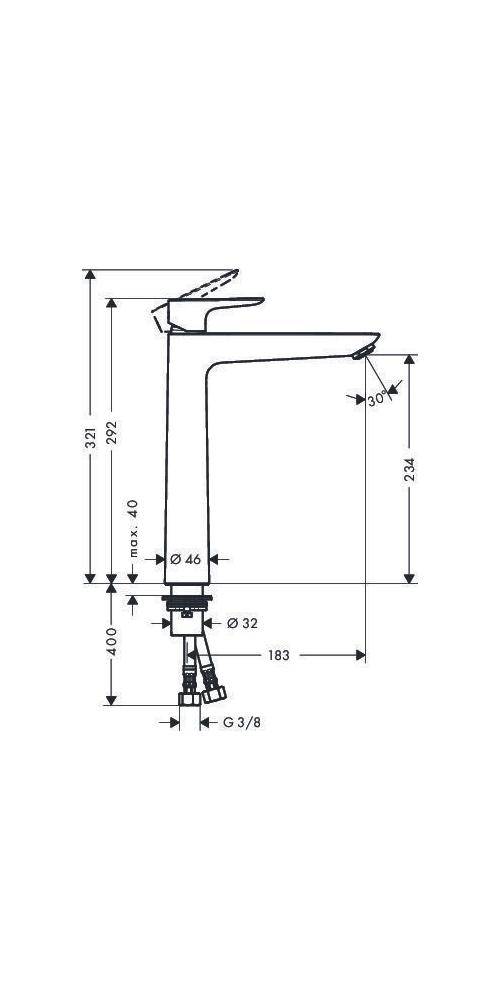 hansgrohe HG EH-WT-MI TALIS E 240 ohne Ablaufgarnitur chrom