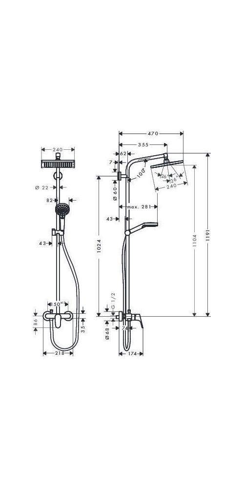 hansgrohe HG Showerpipe CROMETTA E 240 1JET DN 15, mit
