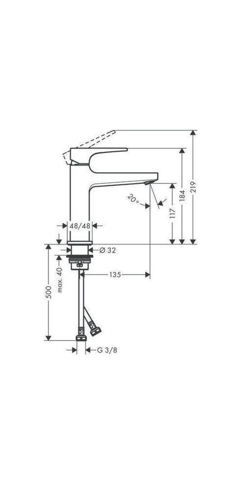 hansgrohe HG EH-WT-MI METROPOL 110 m Push Open AG G 1Zoll1/4Zoll chrom