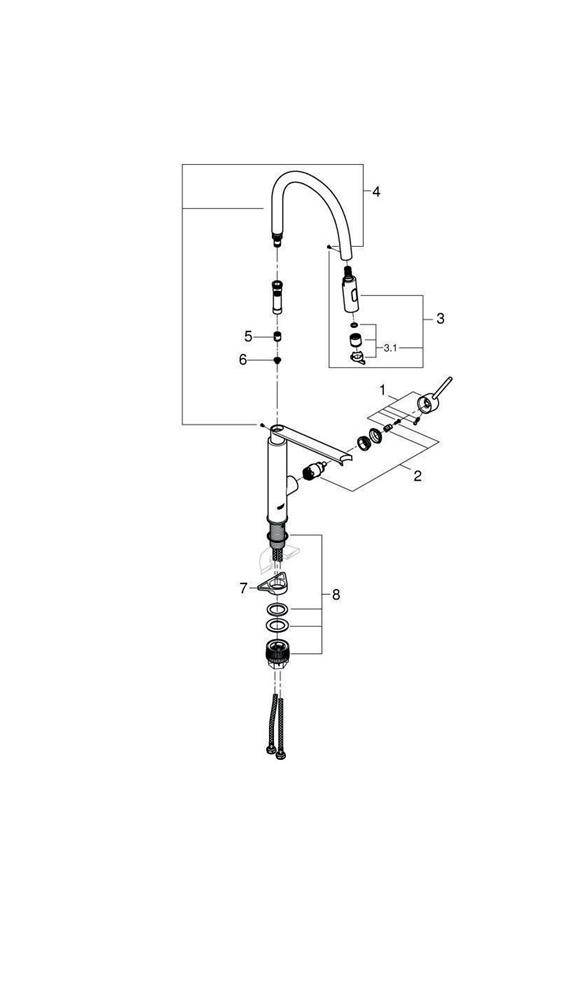 GROHE Einhand-Spültischbatterie CONCETTO 1/2Zoll Profibrause chr chrom
