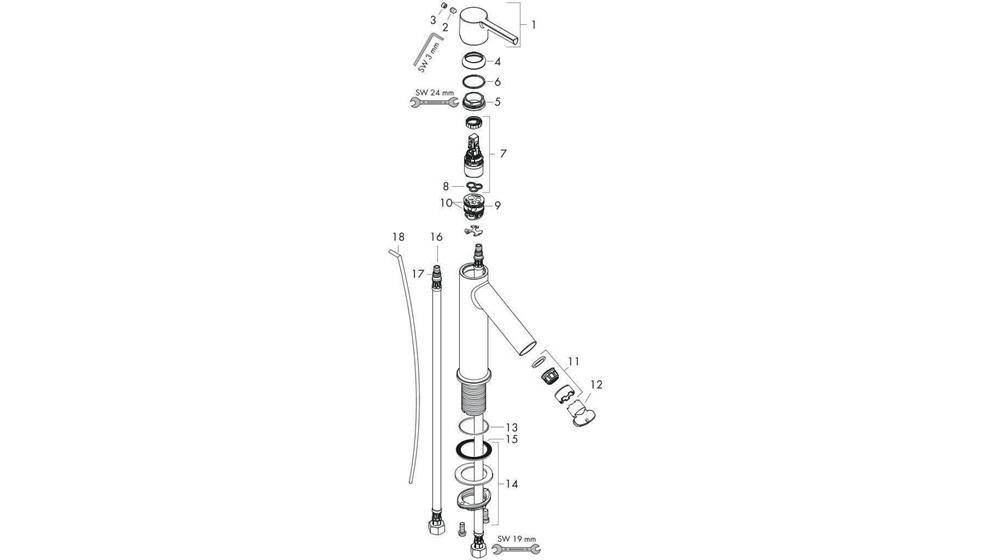 hansgrohe EH-WT-MI 100 AXOR STARCK m HGri Ausl 103mm m ZAG 1 1/4"