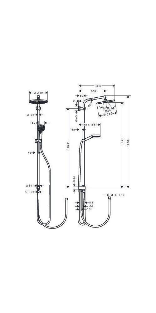 hansgrohe HG Showerpipe CROMETTA S 240 1JET RENO DN 15, EcoSmart 9