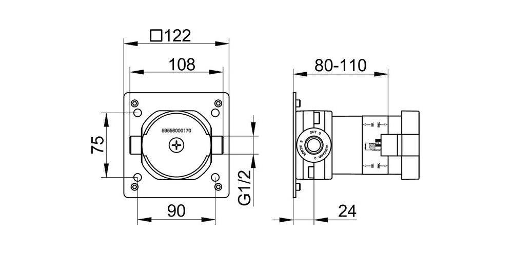 Keuco UP-Funktionseinheit IXMO DN 15 f 2-Wege-Umstellventil m Schla.