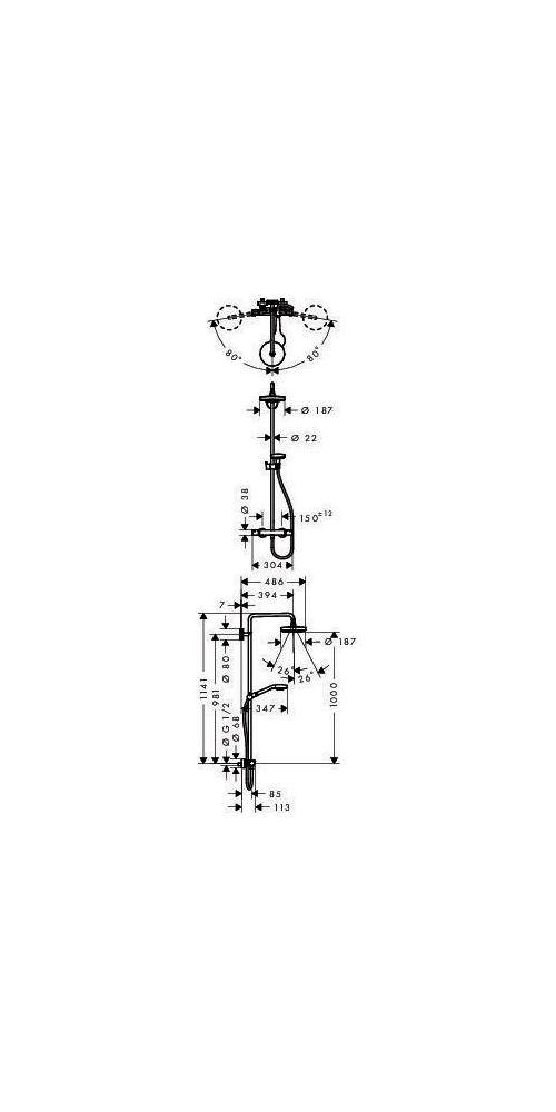 hansgrohe HG Showerpipe CROMA SELECT S 180 2jet DN 15 weiß/chrom