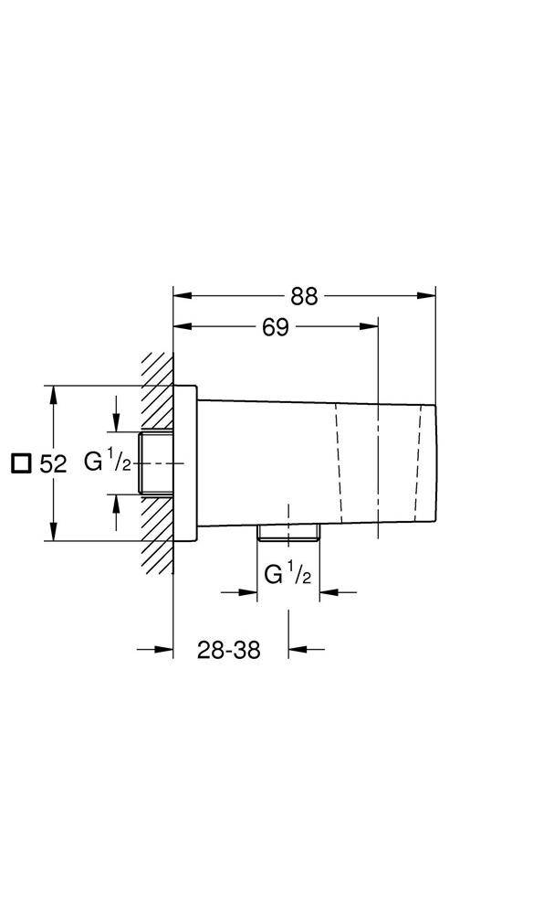 GROHE Wandanschlussbogen Euphoria Cube 1/2Zoll m Wandbrausehalter chr