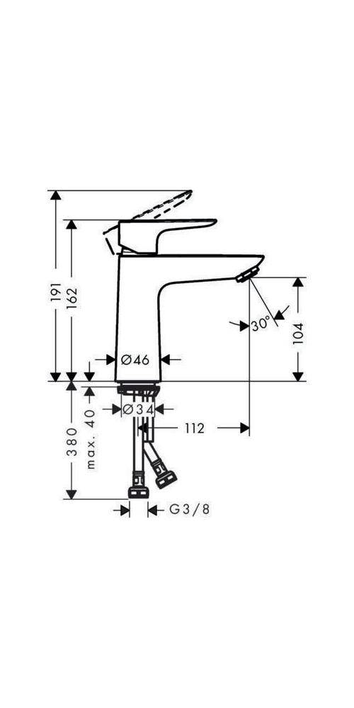 hansgrohe HG EH-WT-MI TALIS E 110 ohne Ablaufgarnitur chrom
