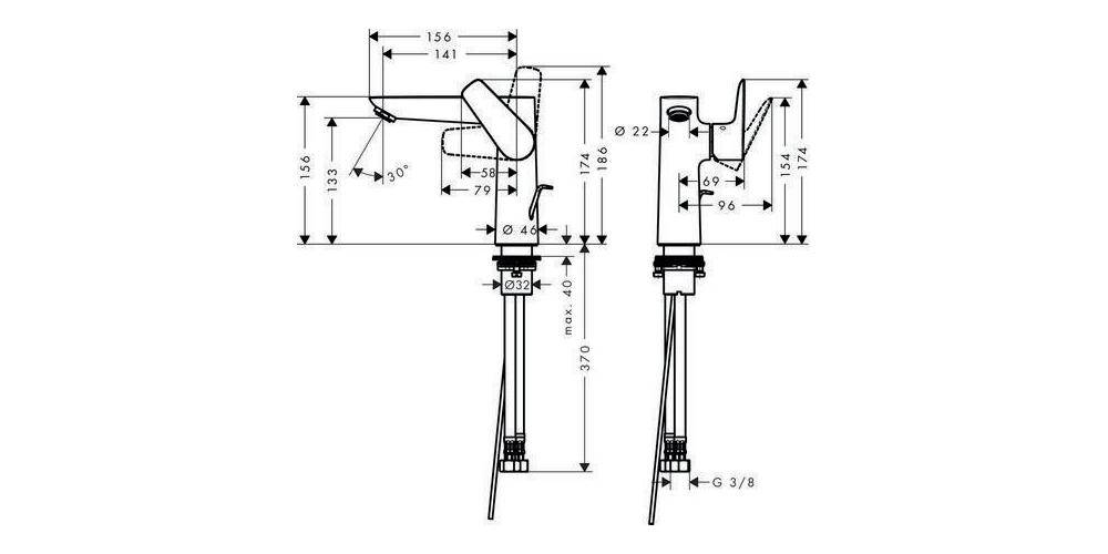 hansgrohe HG EH-WT-MI TALIS E 150 mit Ablaufgarnitur G 1 1/4Zoll chrom