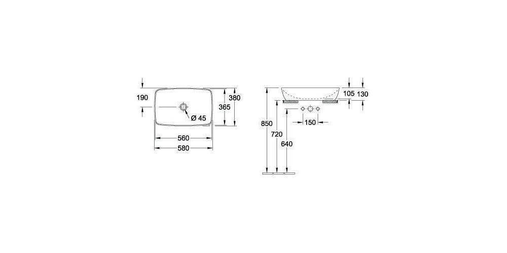 Villeroy & Boch V&B Aufsatzwaschtisch ARTIS 580x380mm, ohne Überlauf