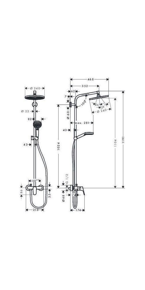 hansgrohe HG Showerpipe CROMETTA S 240 1JET DN 15, mit