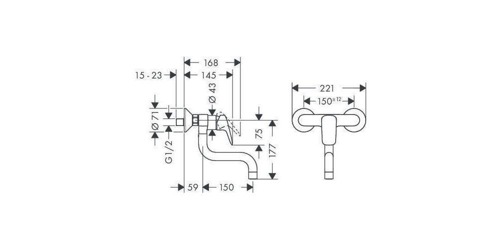 hansgrohe HG Einhebel-Spültischmischer LOGIS DN 15 f wandmontierte
