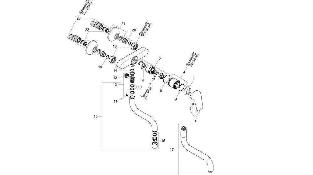 hansgrohe HG Einhebel-Spültischmischer LOGIS DN 15 f wandmontierte
