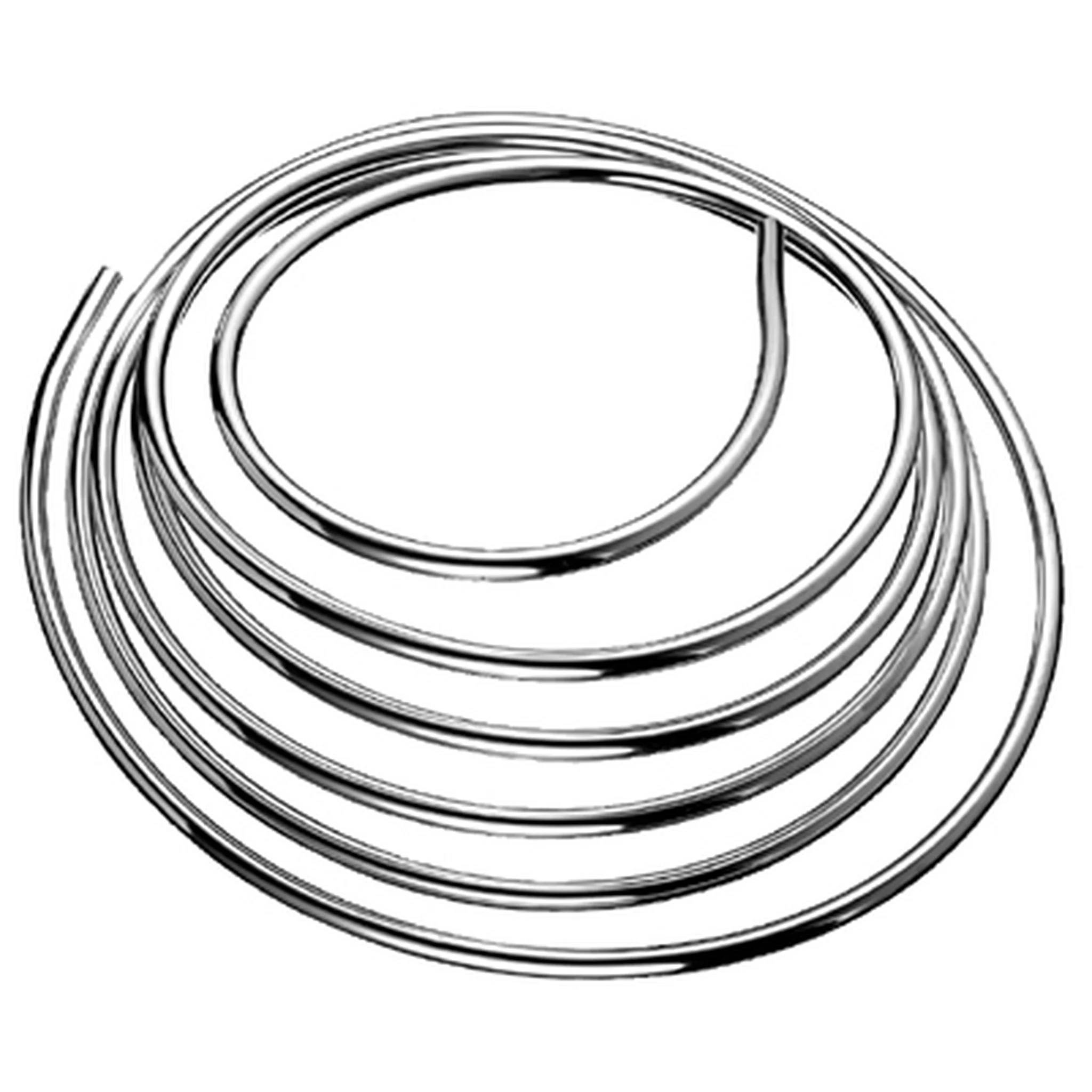 Eine glänzende Metallspiraldichtung, gezeigt in einer produktstilisierten Nahaufnahme auf weißem Hintergrund.